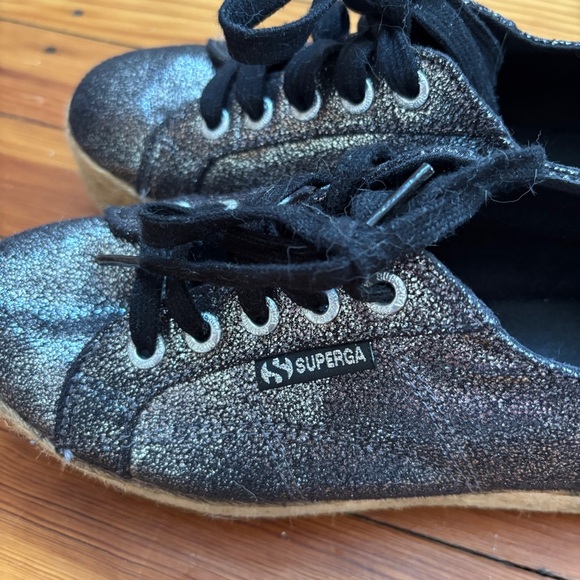 Superga Women's Black Glitter Sneakers Size 38 - Picture 3 of 8